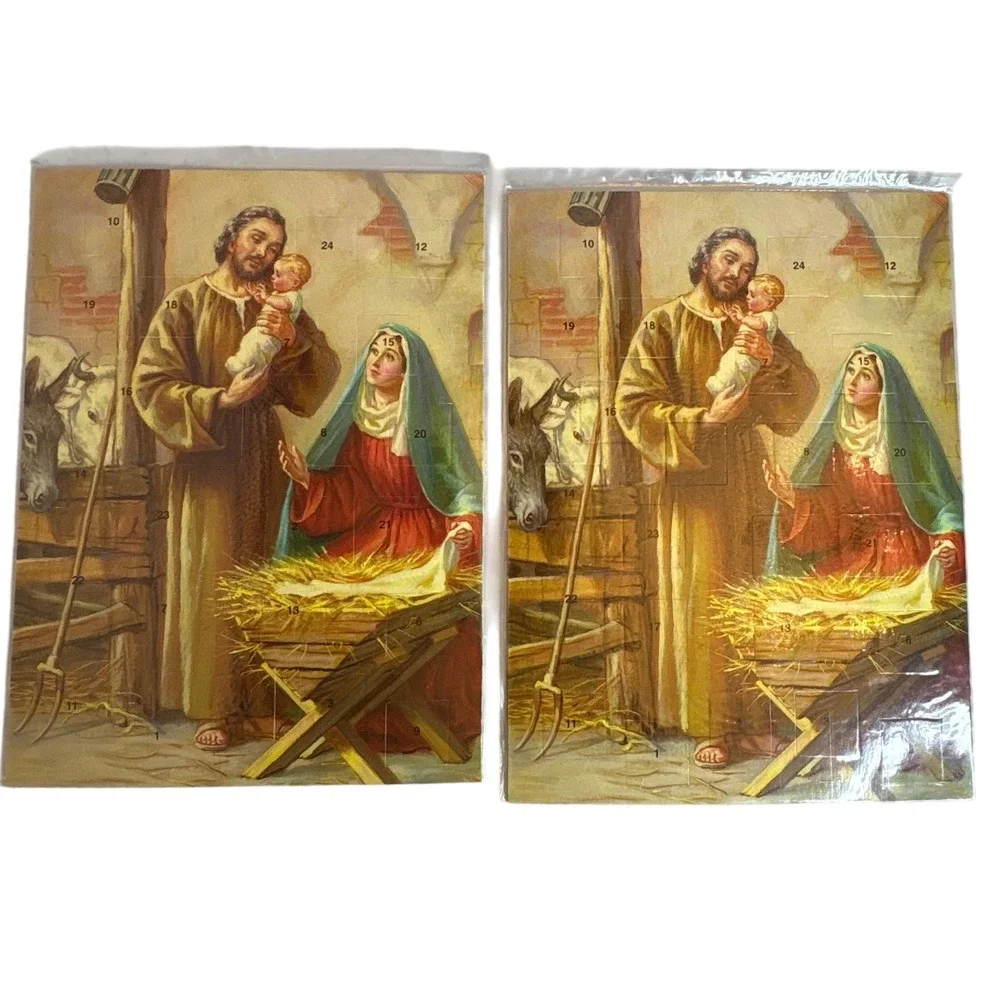 2 Vintage Christmas Nativity‎ Scene Advent Calendar 2000 Autom Doors Baby Jesus